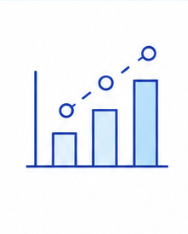Bar chart with axes and a dotted line through three points
